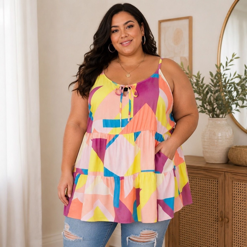 020- TORRID Challis Tiered Tie-Front Cami SIZE 3